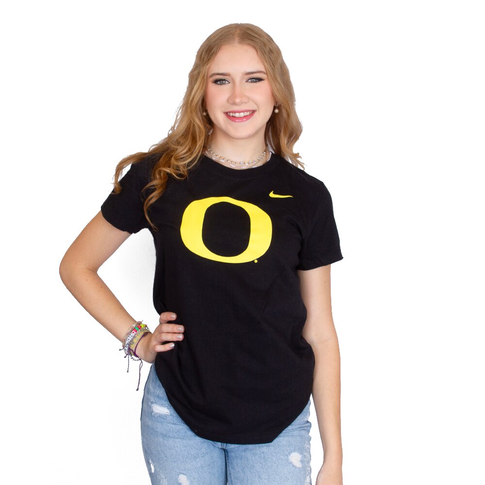 Classic Oregon O, Nike, Black, Crew Neck, Cotton, Women, T-Shirt, 795230